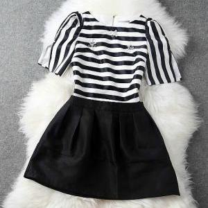 Spring Striped Shirt + Mini Skirt Suit H442118
