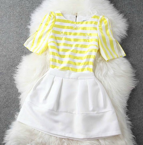 Spring Striped Shirt + Mini Skirt Suit H442118