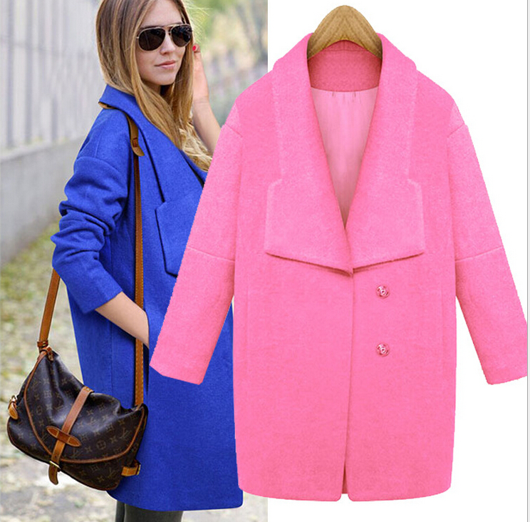 Solid Color Lapel Wool Coat 6518099 on Luulla